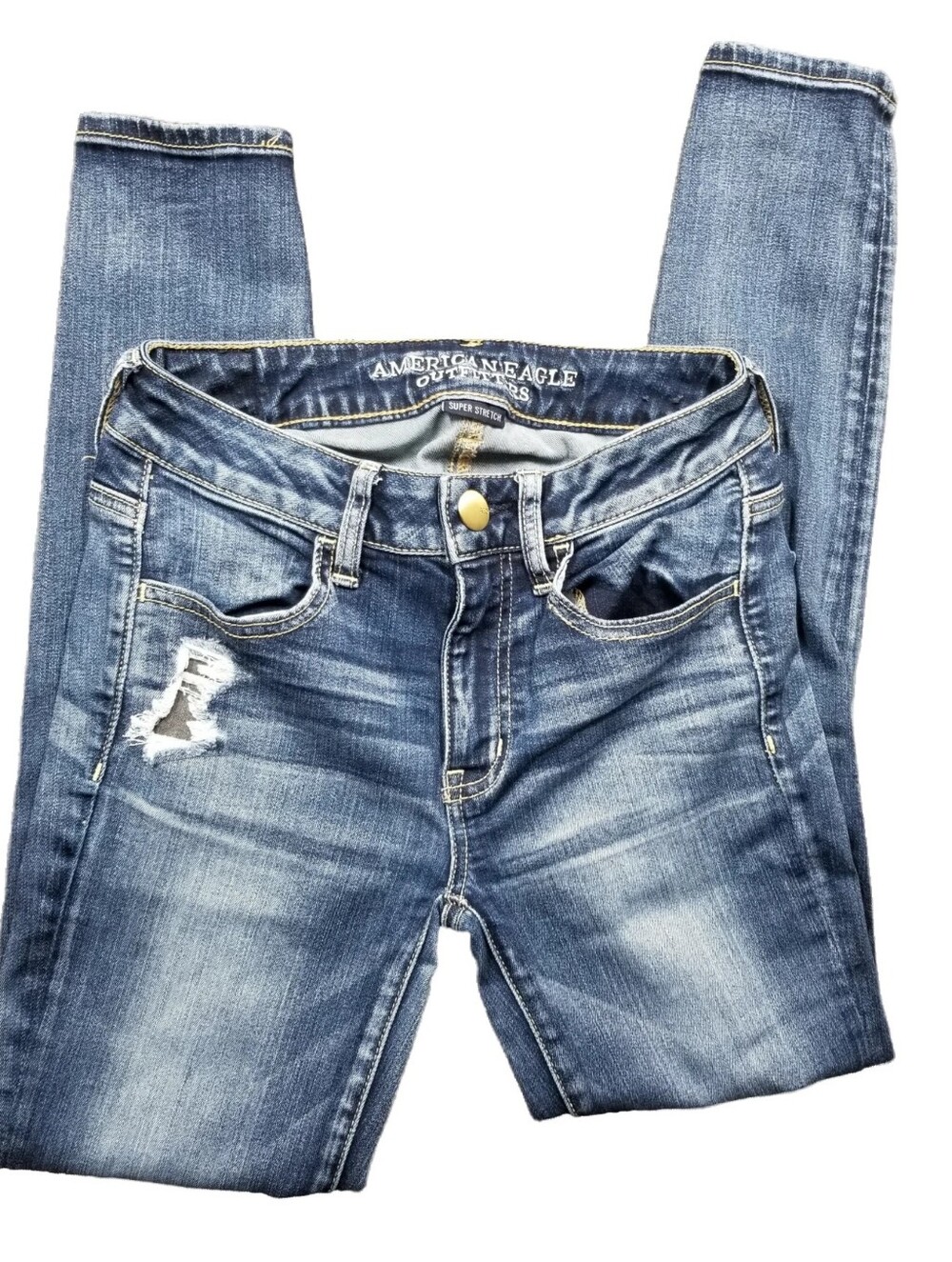American Eagle Outfitters Women’s Blue Jeggings with Distressing Size 2 Short